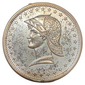 VTG 1950s Elgin American Silver Tone Coin Eagle Liberty Compact Missing Mirror